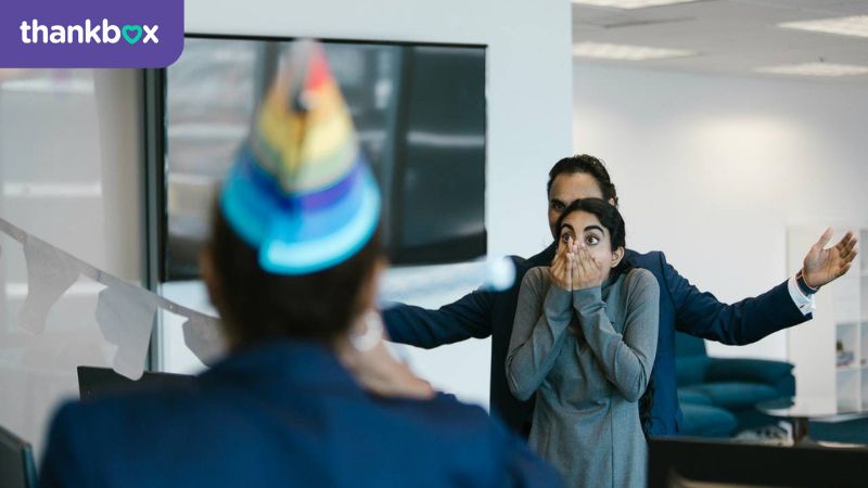 An image of a surprise office gathering