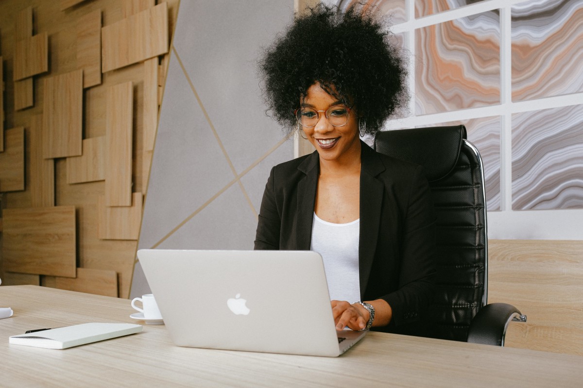 Woman working on laptop