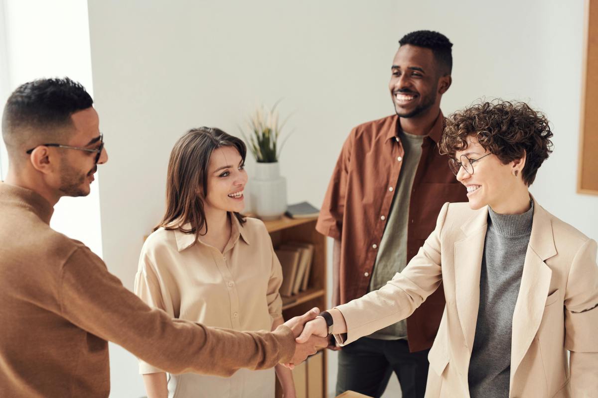 Colleagues doing handshakes