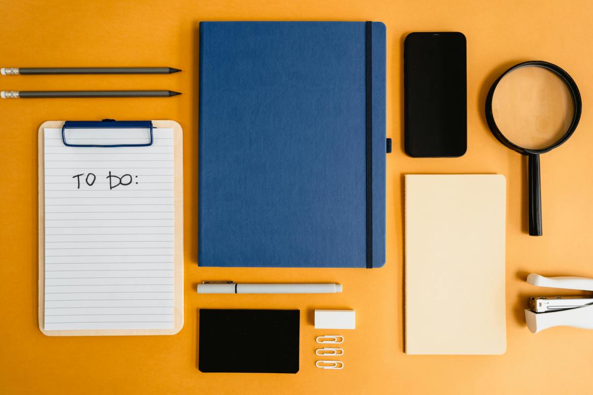 Stationery on Yellow Background